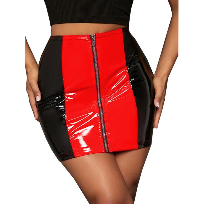 Bodycon Leather Pencil Skirt Zip Faux Leather Skirt For Women