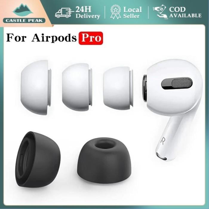 Gambar 3 Pasang Ear Tips Karet AirPods Pro 1/2/3 Gen - Silicone Anti Slip & Tahan Lama, Cocok untuk Workout/Naik Motor - M, Putih dari CastlePeak undefined Tokopedia