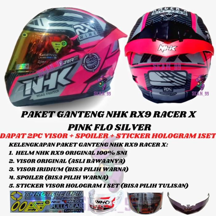 Jual HELM NHK RX9 NHK RACER X NINE PINK FLUO SILVER FULL FACE