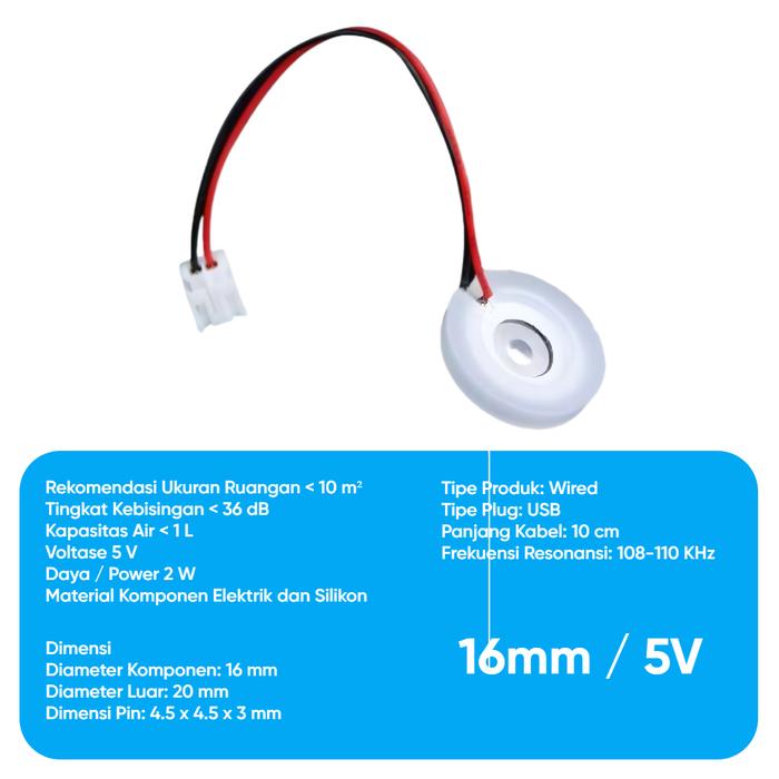 Gambar Modul Ceramic Ultrasonic Atomizer Refill Mist Maker 16mm 20mm Alat Pembuat Kabut Asap Humidifier Aromatherapy - WT02 / 16mm/5V dari TimeMachineIndonesia undefined Tokopedia
