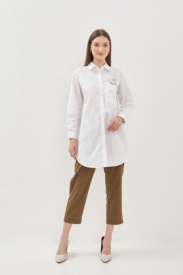 Gambar MINIMAL - Adalynn - Tunik Lengan Panjang Embroidery - Off White - S, Offwhite dari Minimal undefined Tokopedia
