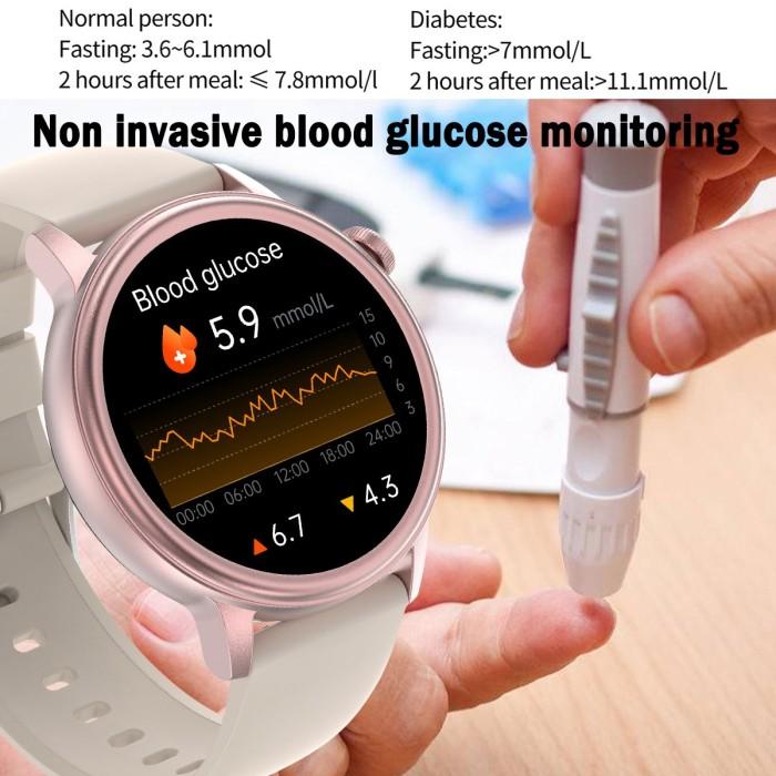 NON-INVASIVE BLOOD GLUCOSE BLOOD LIPID URIC ACID SMARTWATCH ECG BODY  TEMPERATURE BLOOD PRESSURE MONITORING JAM TANGAN PINTAR UNTUK PRIA WANITA 