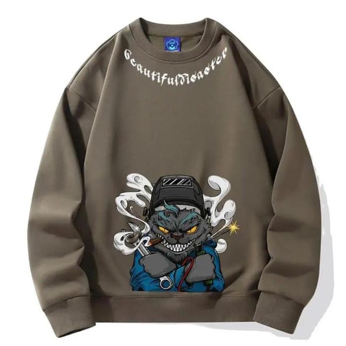 Gambar SWEATER UNI OVERSIZE BEAUTIFUL DISASTER /// CREWNECK CASUAL PREMIUM SIZE XL FLEECE TEBAL KEKINIAN TERBARU'' dari onroadsaur undefined Tokopedia