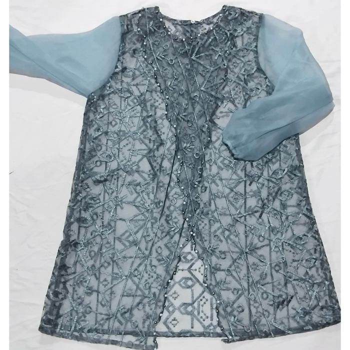 Gambar Zize Outer Brokat Organza Full Payet / Tunik Brukat / Baju Hari Raya, Kondangan, Wisudaan atau Bridesmaids - Denim 3 dari mentari store34 undefined Tokopedia