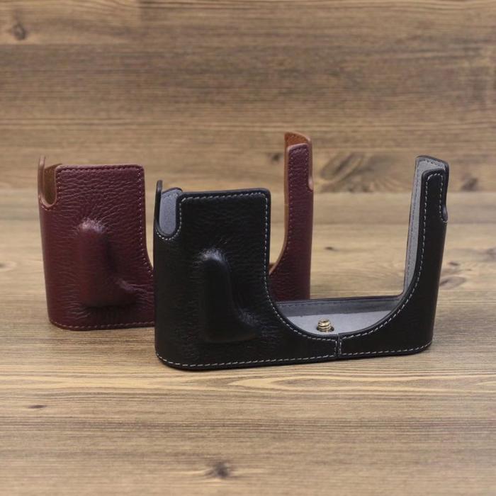 Jual genuine real leather half case for leica q q-p camera