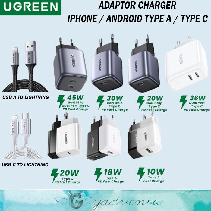 Jual ORI UGREEN Kepala Charger Adaptor iPhone 45W 36W 30W