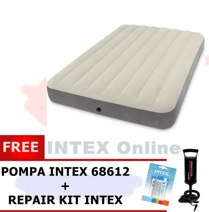 Gambar PAKET Kasur Angin INTEX HIGH QUALITY DURABEAM DOUBLE + POMPA+LEM 64708 dari efsifitri undefined Tokopedia