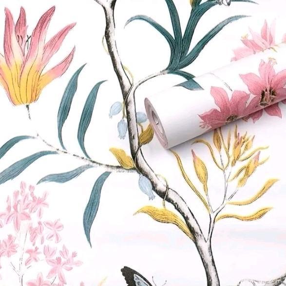 Gambar SALE WALLPAPER DINDING STICKER DINDING PAKET HEMAT 5 ROLL 8 METER MOTIF BUNGA UNGU CY | BUNGA SAKURA | DAUN RAMBAT | DAUN GOLD ANTI AIR KERTAS PVC READYY - Manuk dari DINK-HOL undefined Tokopedia
