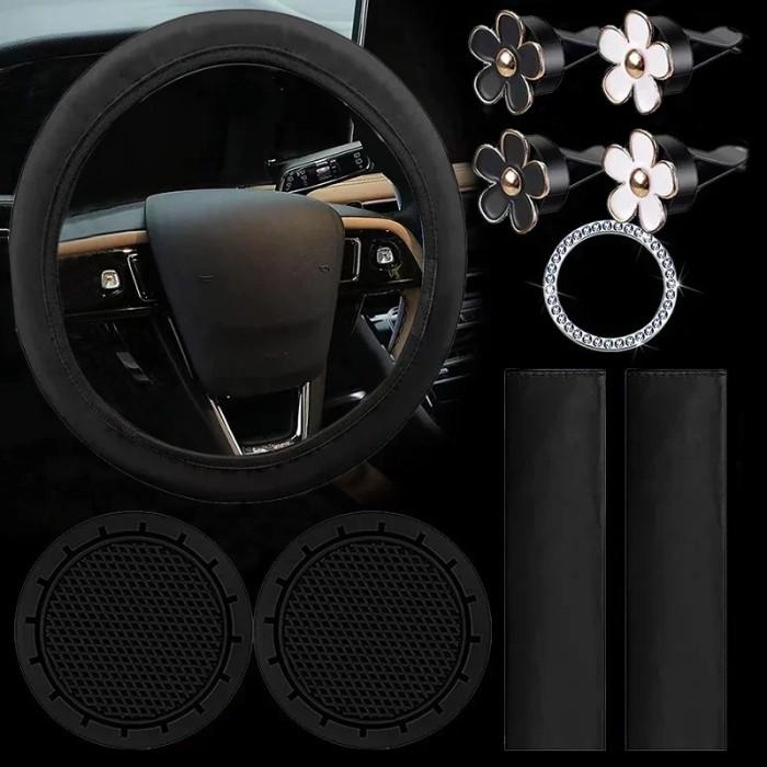 Gambar 10in1 Set Penutup Roda Kemudi Car Seat Belt Shoulder Guard Tatakan Gelas Push Start Button Cover Dekorasi Ventilasi Ac Mobil - Hitam dari PIKTOKO-TK undefined Tokopedia