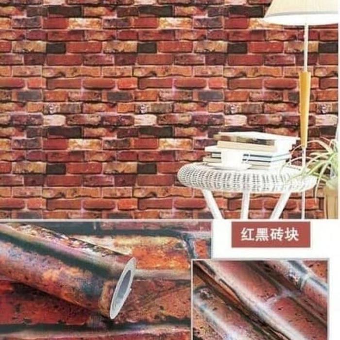 Gambar SALE PAKET 5 ROLL COD | TERLARIS WALLPAPER STICKER DINDING MURAH BATU ALAM 3D | POLOS | ABU | HITAM | COKLAT | PUTIH | CREAM | MERAH | BIRU | HIJAU MARMER BATA 3D | POLOS SALUR BATIK BUNGA POLKADOT KOTAK SEGITIGA KERTAS READYY - Bata Gosong dari DINK-HOL undefined Tokopedia