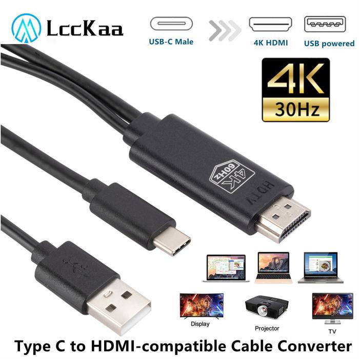 Jual LccKaa Type C to HDMI-compatible Cable Adapter Converter USB