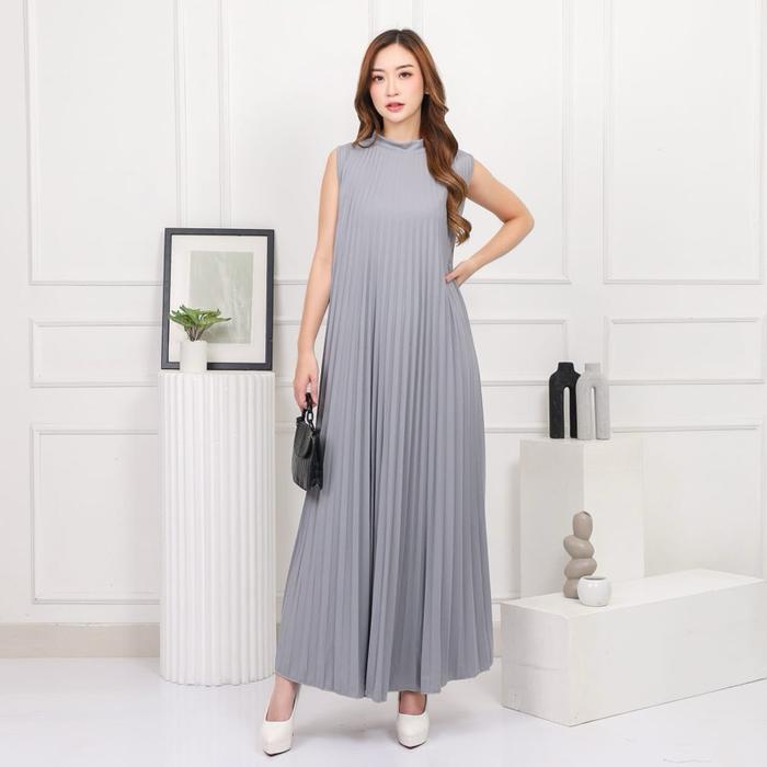Gambar Inner Plisket Dress Lengan Buntung Gless Hyget Premium Polos Mayung Modellano Murah Grosir Supplier - GLESS ABUMUDA dari cubek undefined Tokopedia