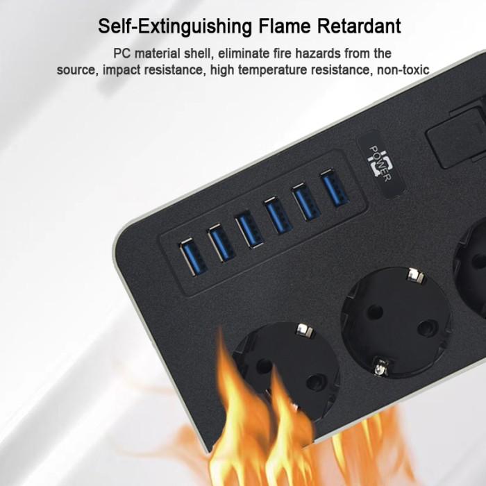 Gambar Eu Plug Ac Outlet Power Strip Multiprise Smart Home Extension Cord Electrical Socket 6 Usb Port 3.1A Phone Charge Network Filter Ovfsr dari Baju skena 2 undefined Tokopedia
