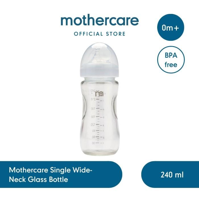 Mothercare Single Wide Neck Glass Bottle Botol Susu Bayi Terbaru 240 ml  di B638 Store Tokopedia