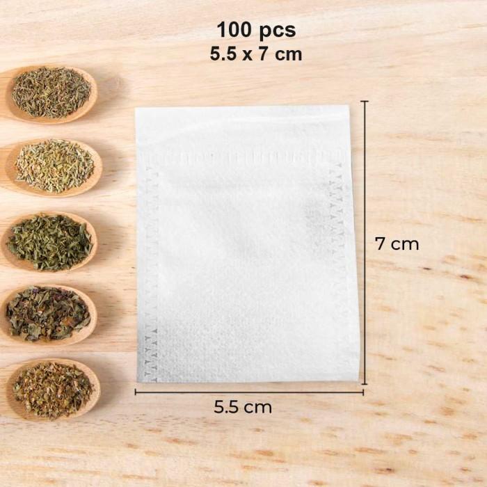 Gambar Kantong Kain Saringan Bubuk Teh Filter Tea Bag Disposable 100 Pcs - 5.5 x 7 Cm dari Nbxshop Store undefined Tokopedia