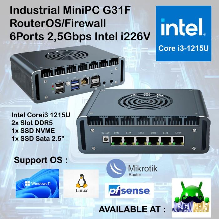 Gambar Sedia Industrial Mini PC G31F Core i3 1215U 6 Port LAN 2.5G i226V Support PF Mikrotik X86 Proxmox Linux Windows 11 OS - 8/256GB SSD dari Famly Houseware undefined Tokopedia