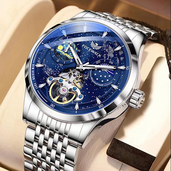 Focewalk-mens Mechanical Sports Watch Waterproof Automatic Time  Multifunction Dial Fashion 30m 2024