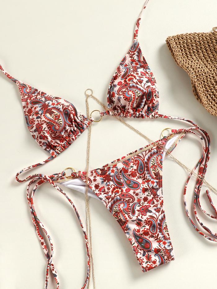 Jual Miyouj 2024 Bathing Suits Triangle Bikinis Printed Swimwear - Main Image