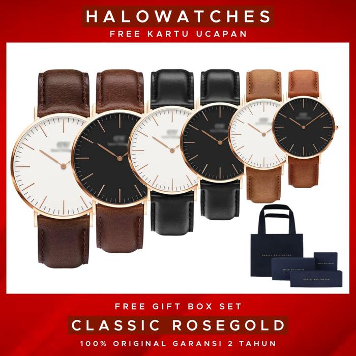 Original 100 Garansi Thn Jam Tangan Daniel Wellington Original Pria  Wanita Classic Rosegold Fullset Packaging Dan Free Request Kartu Ucapan Jam 
