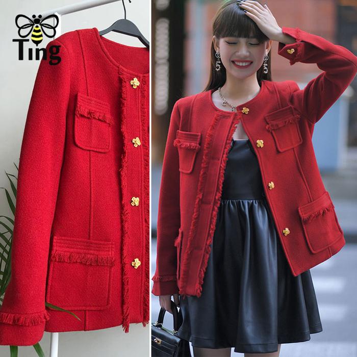 Jual Tingfly Designer Fashion Single Beasted Red Color Women