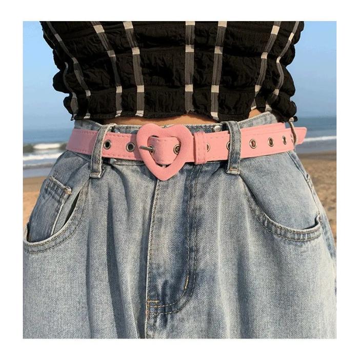 New Designer Love Buckle Plaid Womens Belt Decorative Jeans Dress Fashion  Cowboy Cloth Pink Belt Black Off White Belt - Main Image