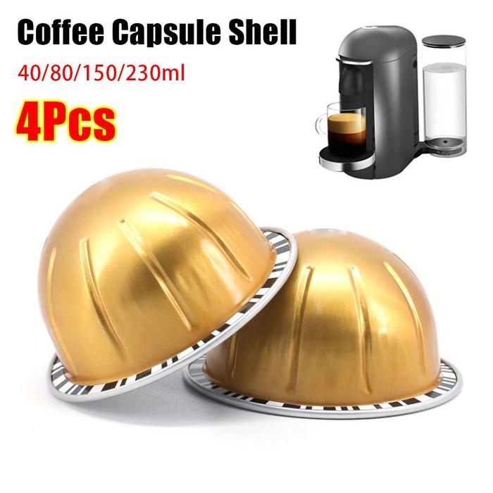 4pc 4080150230ml Reusable Portable Sealed Tin Foil Cup Refillable Coffee  Capsule Pod For Nespresso Vertuoline For Vertuo Next