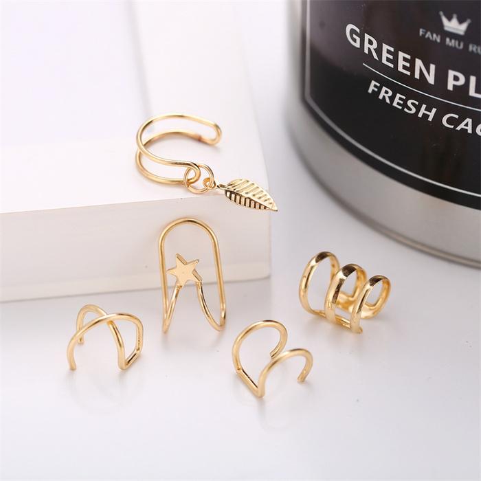 Jual New Gold Color Metal Ear Cuff Non-Piercing Ear Clips Fake