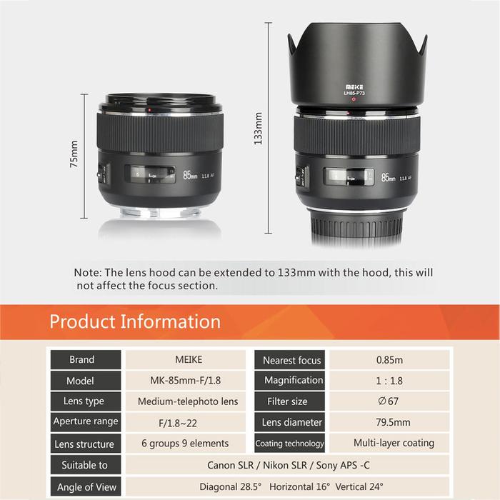 Jual Meike 85mm Auto Focus STM Full Frame Portrait Lens For