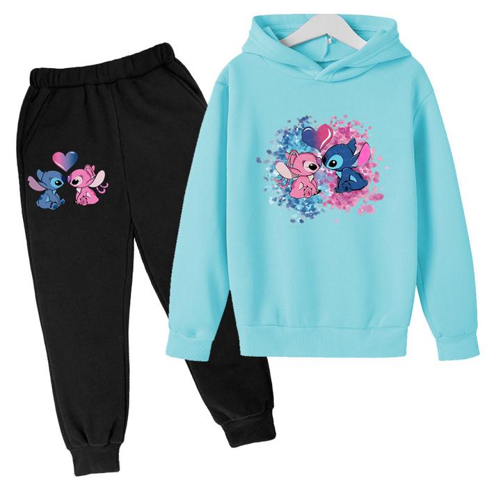 Jual Pink Children Hoodie Stitch Cartoon Print Sweatshirt +Pants