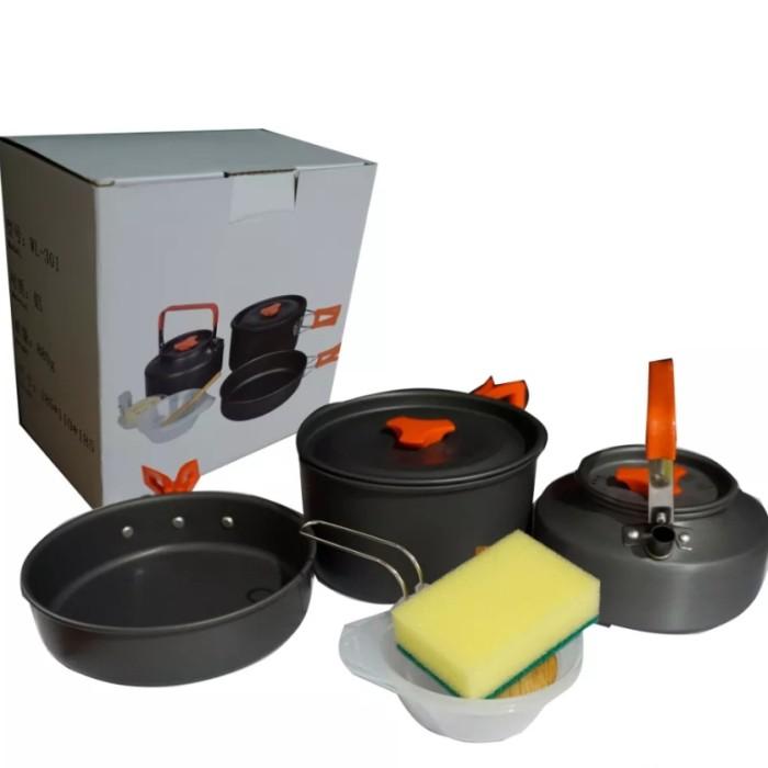 Gambar PREMIUM Cooking Set DS 308 Nesting Panci Teko Lengkap Camping Outdoor Gunung - Dus Putih dari Cartenz Mountion undefined Tokopedia