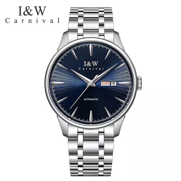 Iw Top Brand Luxury Automatic Watch Men Business Date Silver Blue Dial  Waterproof Wristwatch Miyota Mechanical Movement Reloj