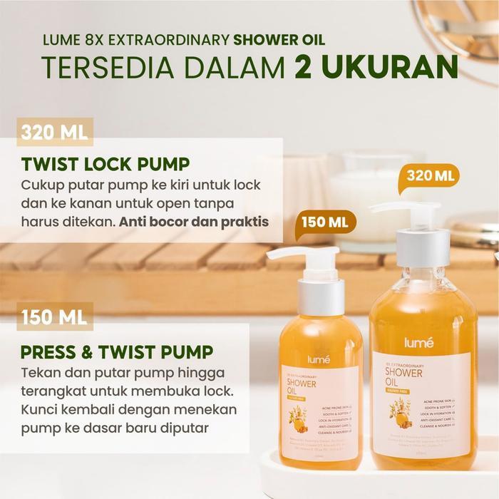 Gambar KeQe- LUME 8x Extraordinary SHOWER OIL BODY WASH SABUN MANDI NON SULFAT SLS LUMECOLORS - 150 ML dari lafifuddinm undefined Tokopedia