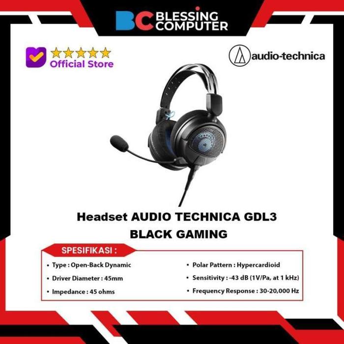 Jual Headset AUDIO TECHNICA GDL3 BLACK GAMING Kota Surabaya