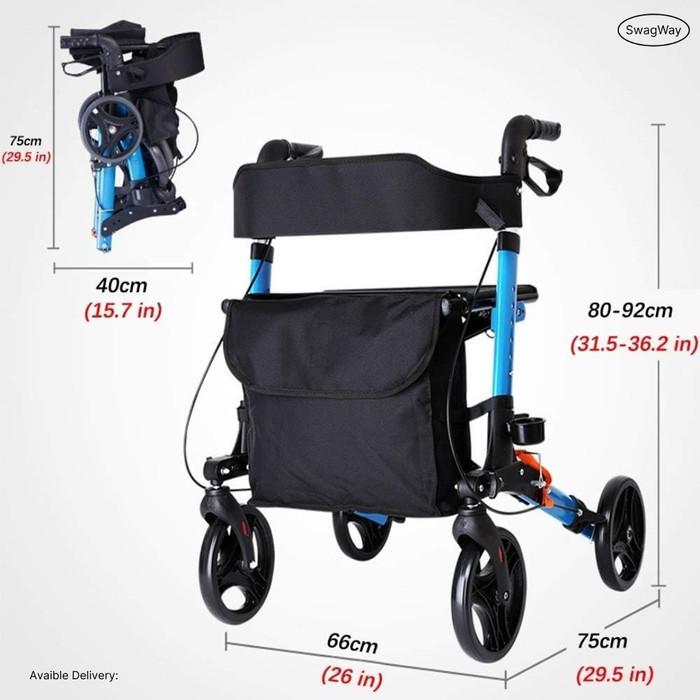 Gambar Alat Bantu Jalan Rollator Disabilitas Kursi Roda Lansia Lipat Ringan dari Ursaminor undefined Tokopedia