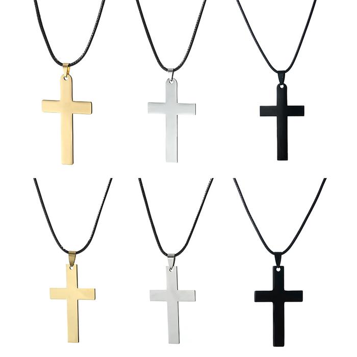 Jual fashion stainless steel cross pendant necklace for women men