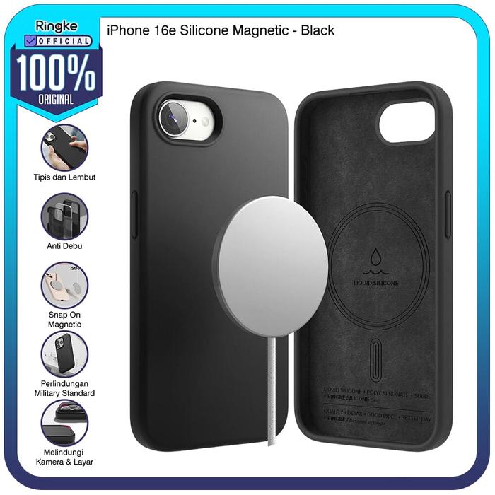 Gambar Casing Ringke Compatible For iPhone 16e Silicone Magnetic Case Magsafe Softcase Anti Crack Tipis Slim Armor Military Drop Tahan Banting Pelindung Handphone Sarung HP Cover TPU Bumper Silicone Protector - Black dari Official Ringke Partner undefined Tokopedia