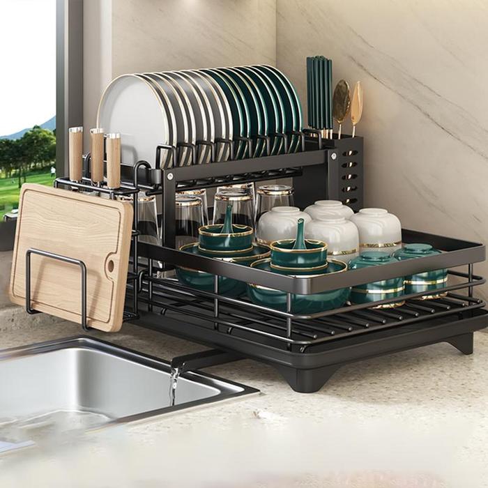 Tier Dish Bowl Drainer Storage Rack Kitchen Dish Drying Rack With Drain  Basket Countertop Dinnerware Organizer Drainboard