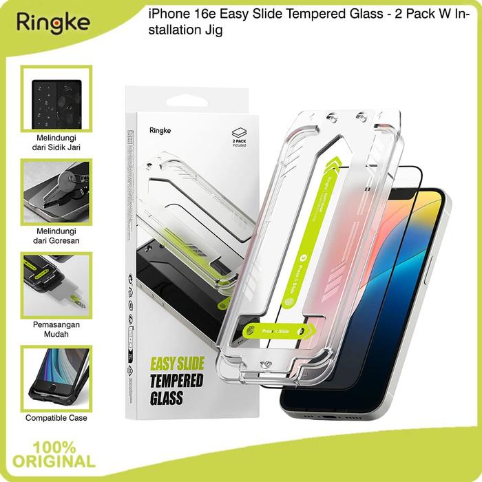 Gambar Screen Protector Ringke Compatible For iPhone 16e Easy Slide Tempered Glass Clear / Privacy / Camera Lens Frame Pelindung Kamera Metal Kuat Pelindung Layar Transparan Anti Gores Film Bening Free Install Tools Pemasangan Mudah - Clear dari muvit-OfficialStore undefined Tokopedia