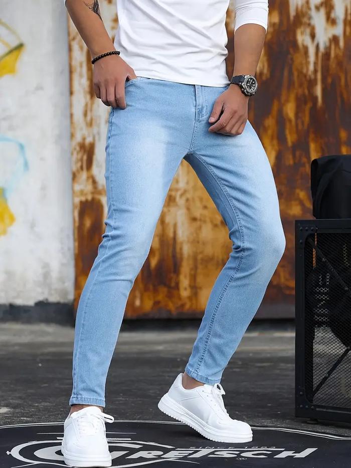 Mens Pantalon Casual Skinny Jual Man Pants Retro Washing