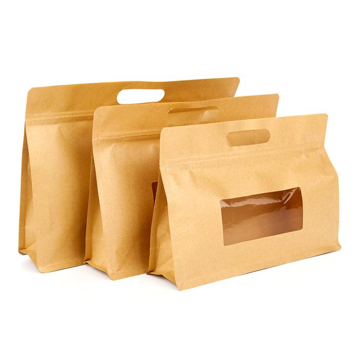 Jual Eco-friendly Kraft Paper Bags, Stand Up Ziplock Storage