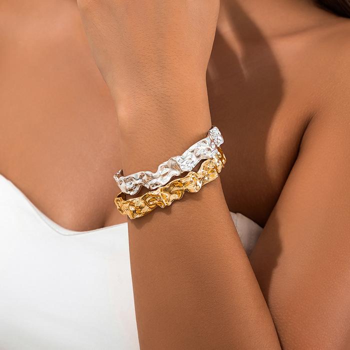 Jual Punk Vintage Irregular Open Cuff Wide Bangles for Women Goth