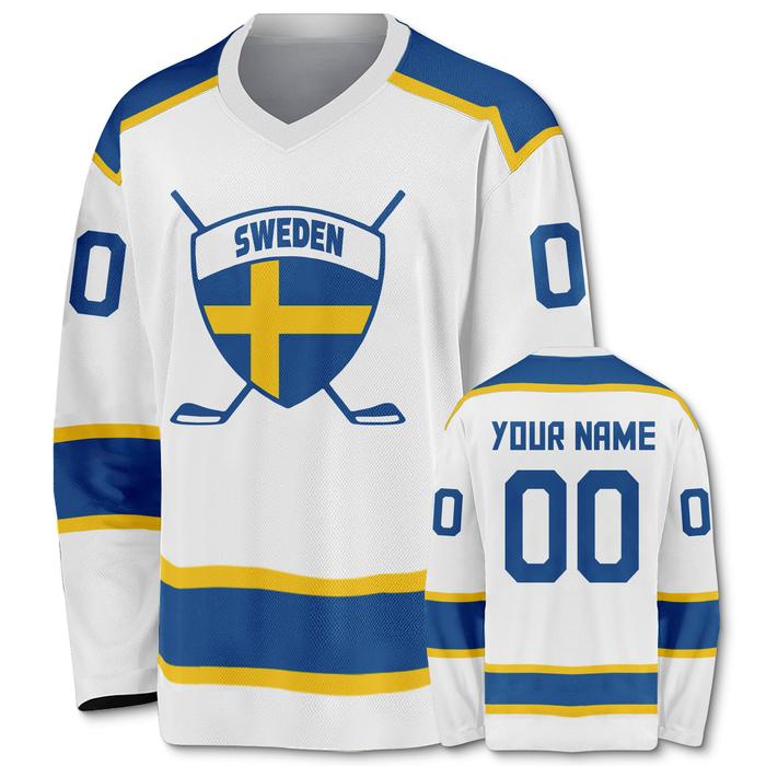 Jual Custom Sweden Hockey Jersey Sports Fans Gift Personalized