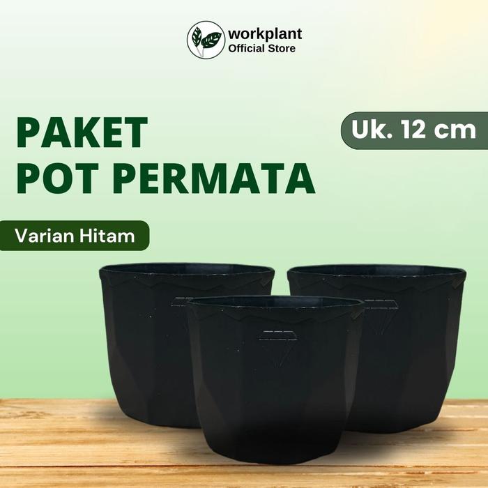Gambar Workplant - Paket Pot Permata Untuk Semua Jenis Tanaman Hias Ukuran 12 - Hitam, Isi 3 pcs dari workplant official undefined Tokopedia