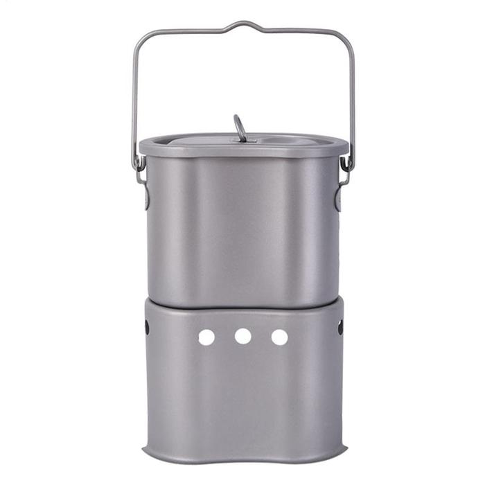 Gambar Outdoor Camping Cookware Titanium Camping Pot Set Edition Canteen Cup Lunch Box Wood Stove Set With Handle Hanging Pot drop ship dari GROOSIR SEBLAKANYYAR TRRBARRU undefined Tokopedia