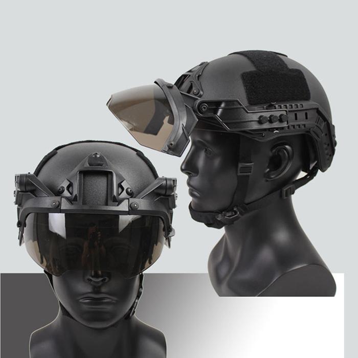 Adjustable Tactical Helmet Flip Goggles Airsoft Paintball Fast Helmet  Windproof Anti Fog Cs Wargame Goggles