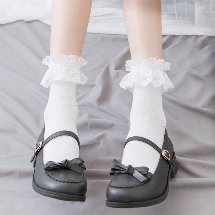 Jual Women Socks Lace Lolita Jk Japanese Style White Black Solid