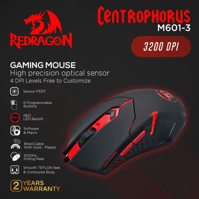 Gambar REDRAGON GAMING MOUSE CENTROPHORUS - M601-3 - Merah dari yanto sarx undefined Tokopedia
