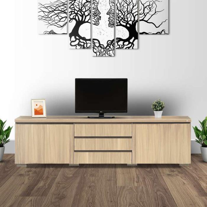 Gambar IDEA Furniture Rak TV Meja TV Lemari Buffet Kayu Besar Modern Minimalis Coklat Muda Santorini * - 1842 dari WAYS FURN undefined Tokopedia
