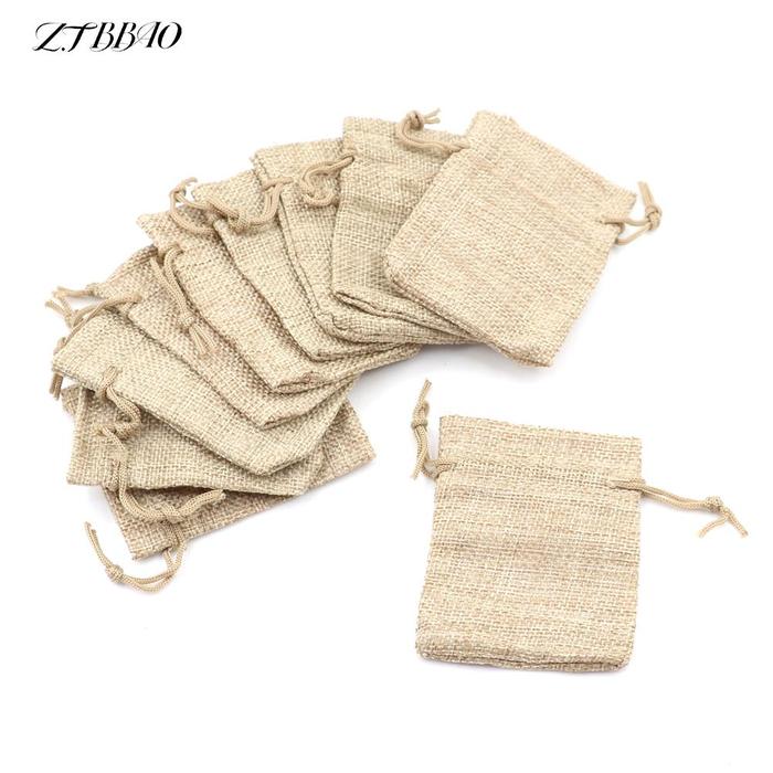 Jual 10pcs/lot 7x9cm Drawstring Bag Fashion Small Burlap Jute Sack