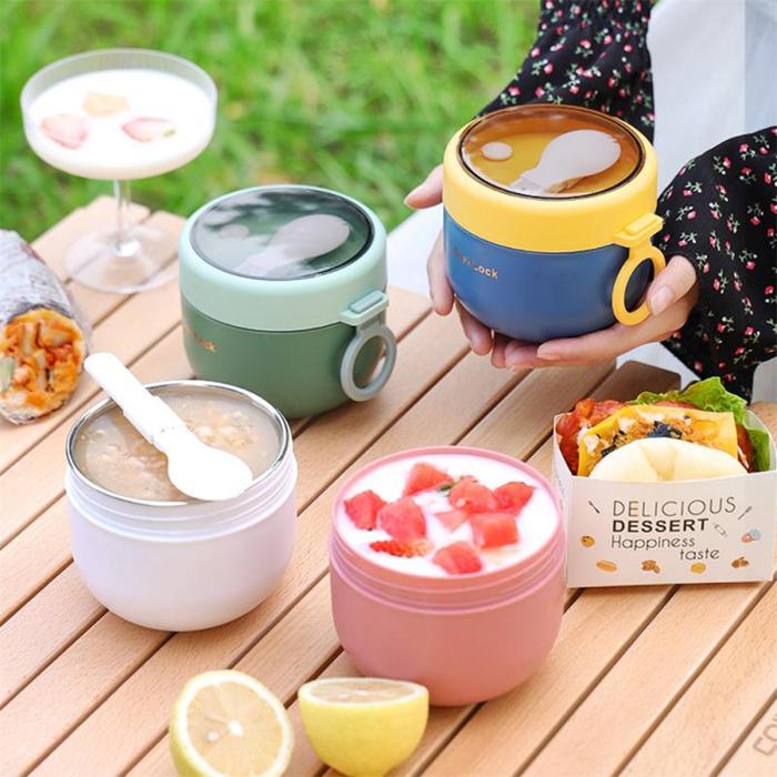 600ml Food Thermal Jar Insulated Soup Cup Thermos Containers Stainless  Steel Lunch Box Thermo Keep Hot Vaccum Cup With Spoon